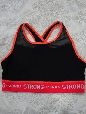 Zumba Fitness Black Sports Bra with Coral Trim